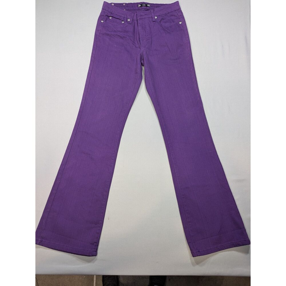Tru Luxe Jeans Women's 29/8 Purple Bootcut Rhinestone Fleur De Lis Stretch